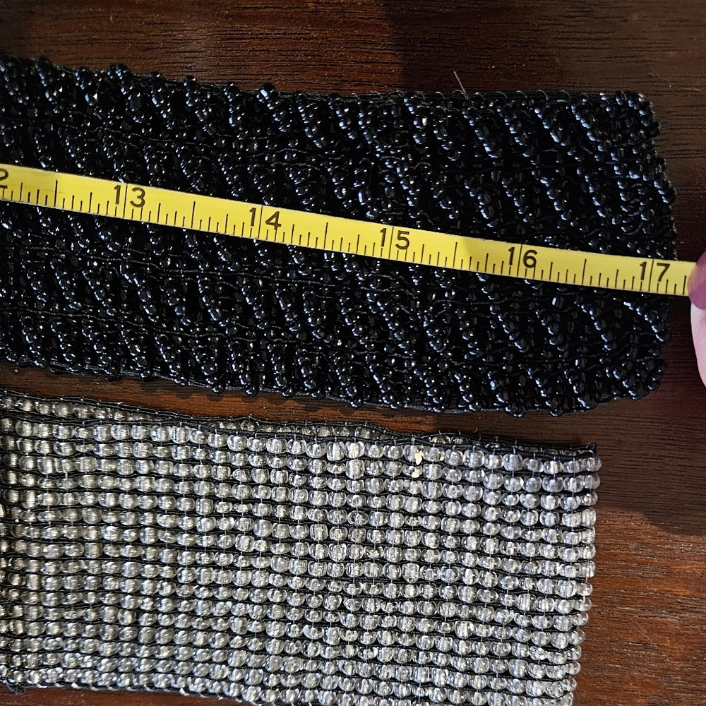 Two (2) Beaded Stretch Belts from Bali. Black & Silver - Picture 5 of 5